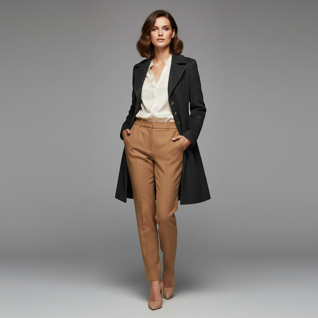Elegante cappotto lungo donna grigio, ideale per autunno inverno. Capospalla con bottoni e colletto a revers.