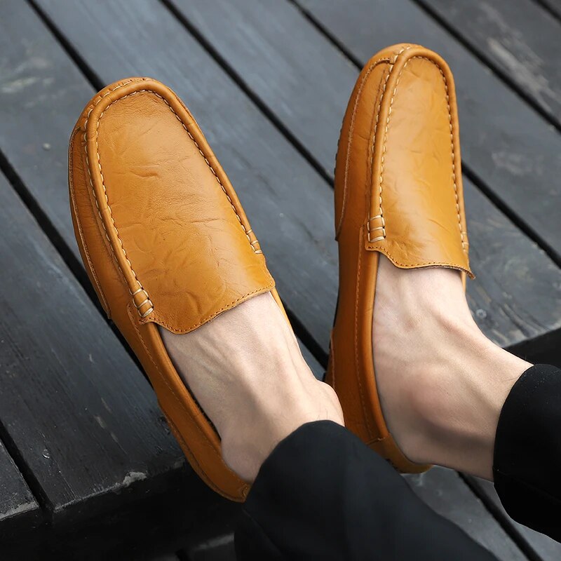 Mocassini casual da uomo blu, traspiranti e leggeri, ideali per la primavera-estate.