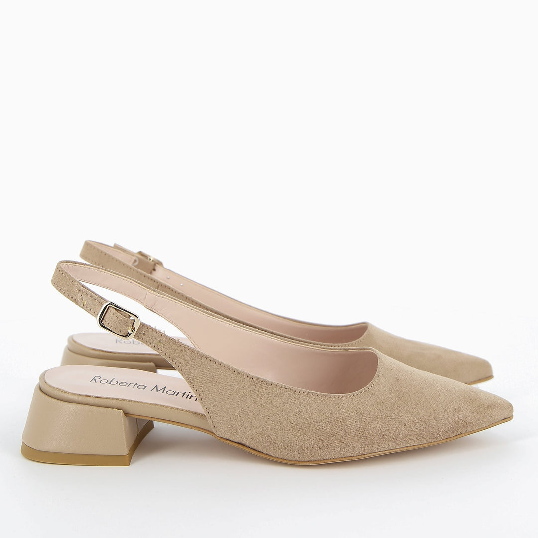 Ballerine slingback in pelle per donna, ideali per la primavera-estate.