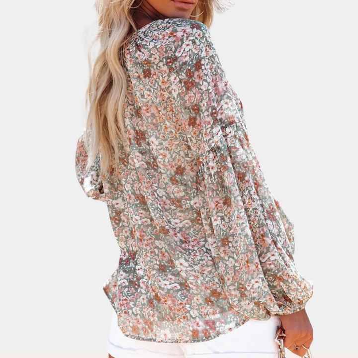 Blusa donna leggera e comoda a maniche lunghe, ideale per outfit casual-elegante, primavera ed estate, ufficio o relax.