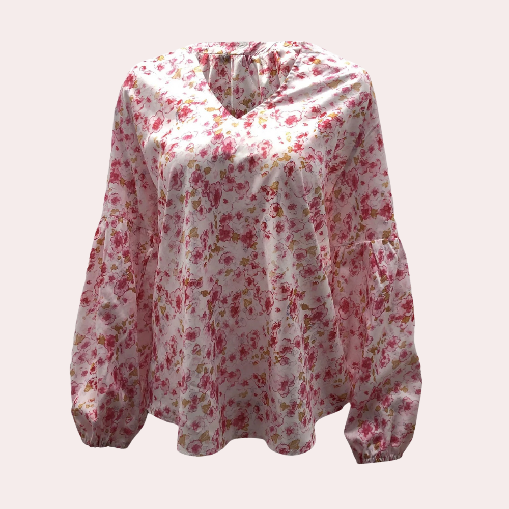 Blusa estiva donna in colori vivaci a maniche lunghe, dal taglio ampio e confortevole, moda primavera-estate.