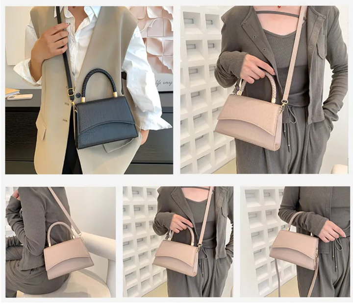 Borsa donna elegante nera, borsa a tracolla spaziosa per uso quotidiano. Stile e funzionalità.