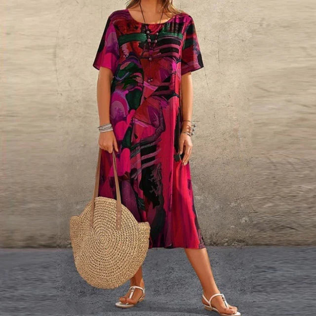 Elegante tunica oversize da donna, abito fluido casual per un comfort estivo e un look disinvolto.