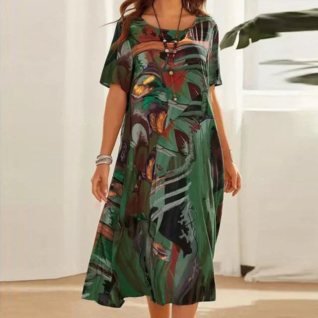 Tunica larga da donna fluida, abito casual estivo con vestibilità ampia per comfort e stile disinvolto.