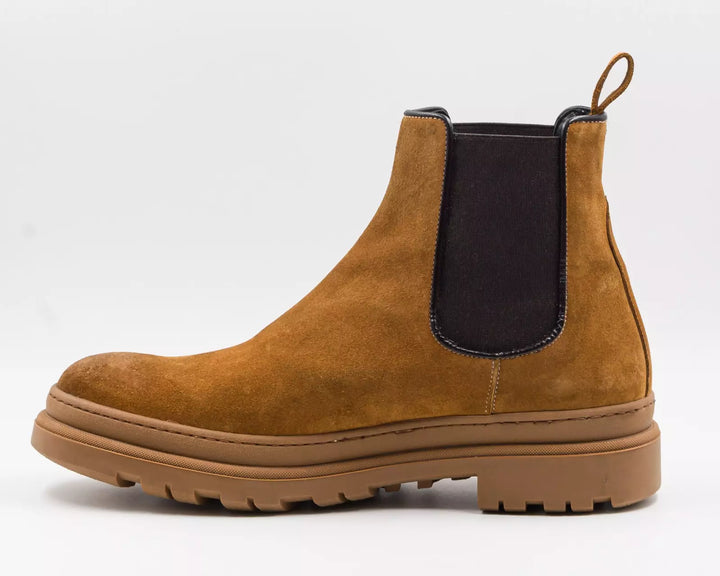 Stivaletti cammello Chelsea da uomo, con rialzo interno di 7cm, perfetti per uno stile raffinato e alto.