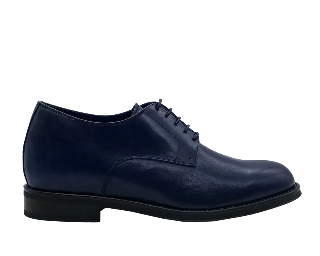 Scarpe blu eleganti rialzate 7 cm da uomo. Perfette per business, cerimonie o look casual raffinati.
