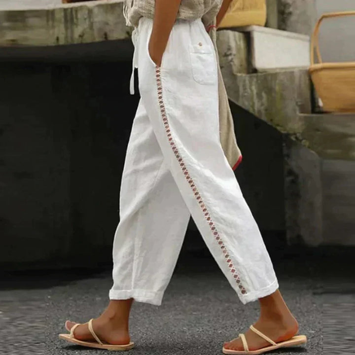 Pantaloni larghi donna casual chic, offrono massimo comfort e stile versatile per ogni occasione.