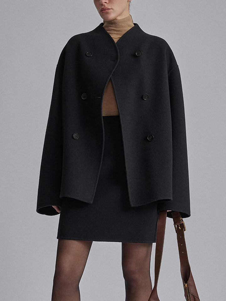 Cappotto donna inverno, modello doppiopetto classico, caldo e alla moda per ogni occasione.