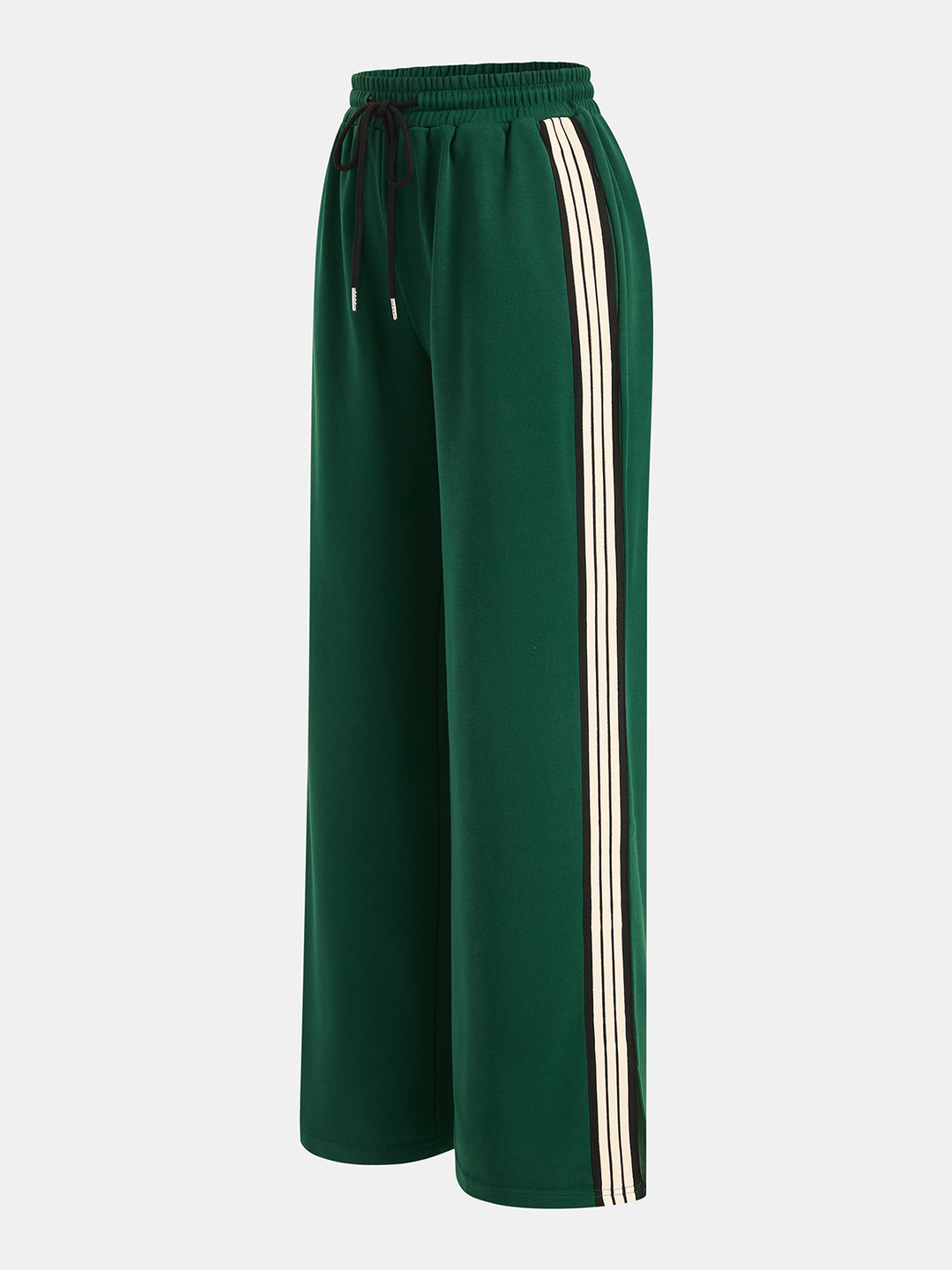 Pantaloni donna gamba larga, stile tuta, con banda laterale per un look casual-chic e confortevole.