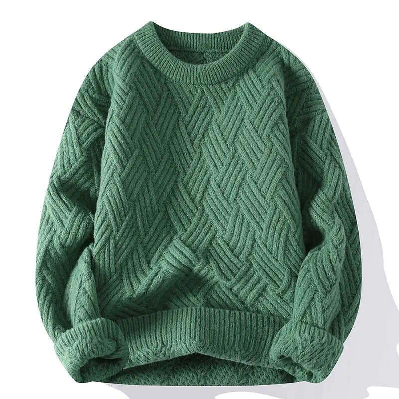 Maglione maschile caldo e confortevole, stile retrò-vintage. Perfetto per un look elegante o casual invernale.