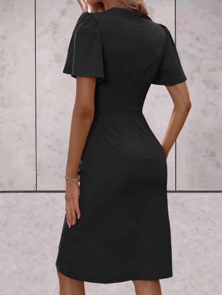 Abito avvolgente da donna slim fit con maniche fluide, ideale per la moda primavera ed autunno, versatile.