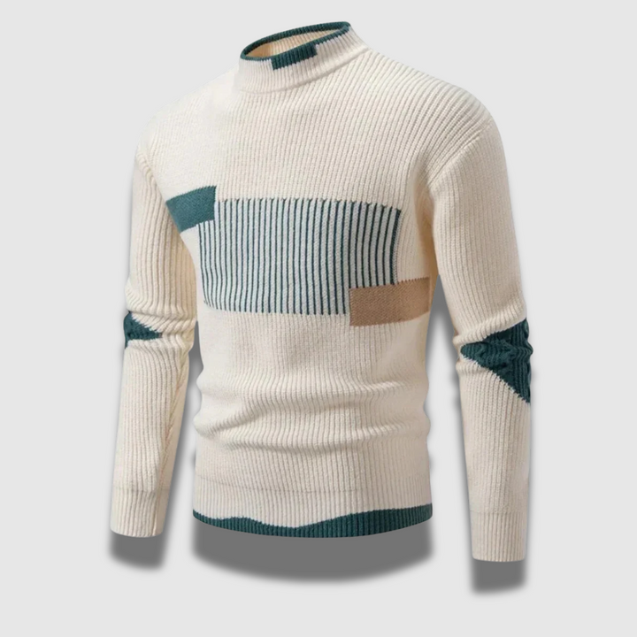 Maglione uomo, modello frontale, lavorato a maglia, morbido e versatile per un comfort duraturo.