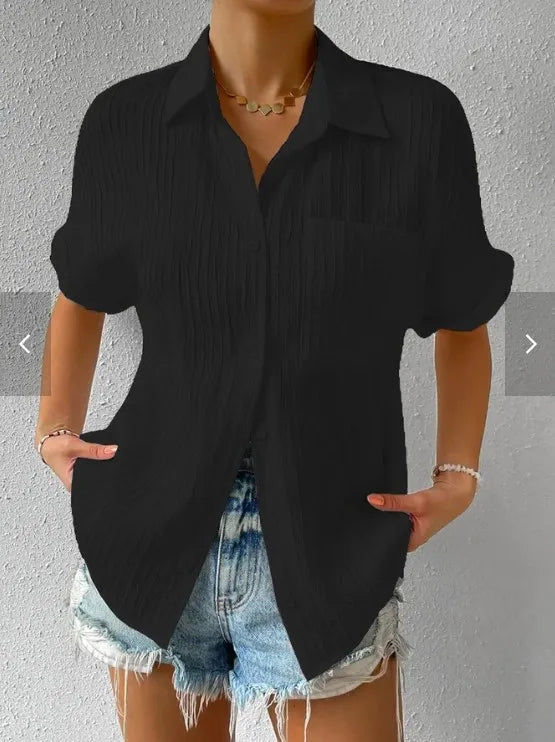 Camicetta donna chic a manica corta, comoda e versatile per ogni occasione, primavera ed estate.