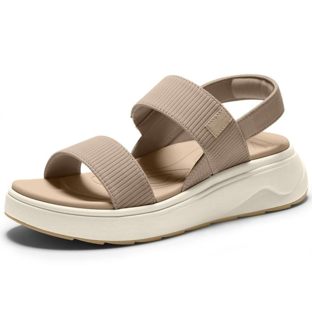 Sandali platform donna eleganti beige, ideali per comfort e stile quotidiano. Scarpe estive alla moda femminile.