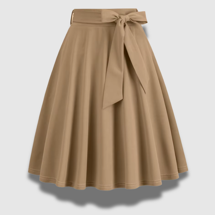 Gonna donna versatile ed elegante, svasata a vita alta con cintura. Ideale per look casual o formali, moda femminile.