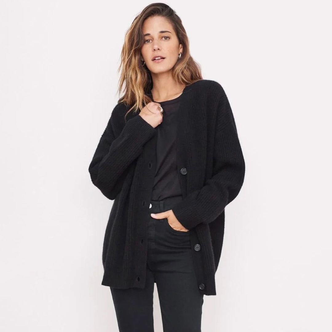 Cardigan oversize donna elegante per autunno inverno, maglieria comoda calda.