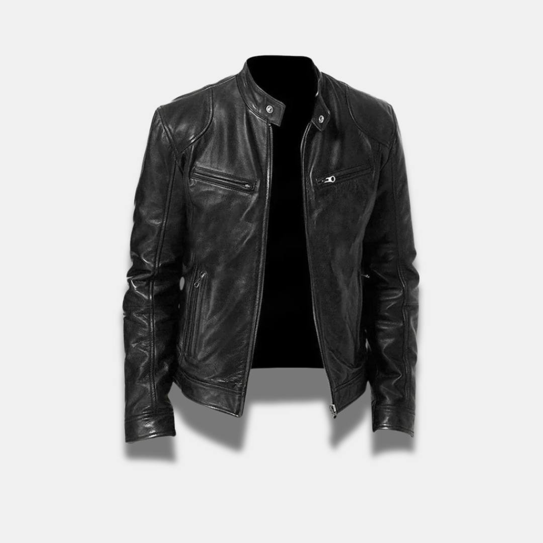 Giacca uomo casual slim fit, con cerniera e dettagli stile moto, perfetta per look moderni.