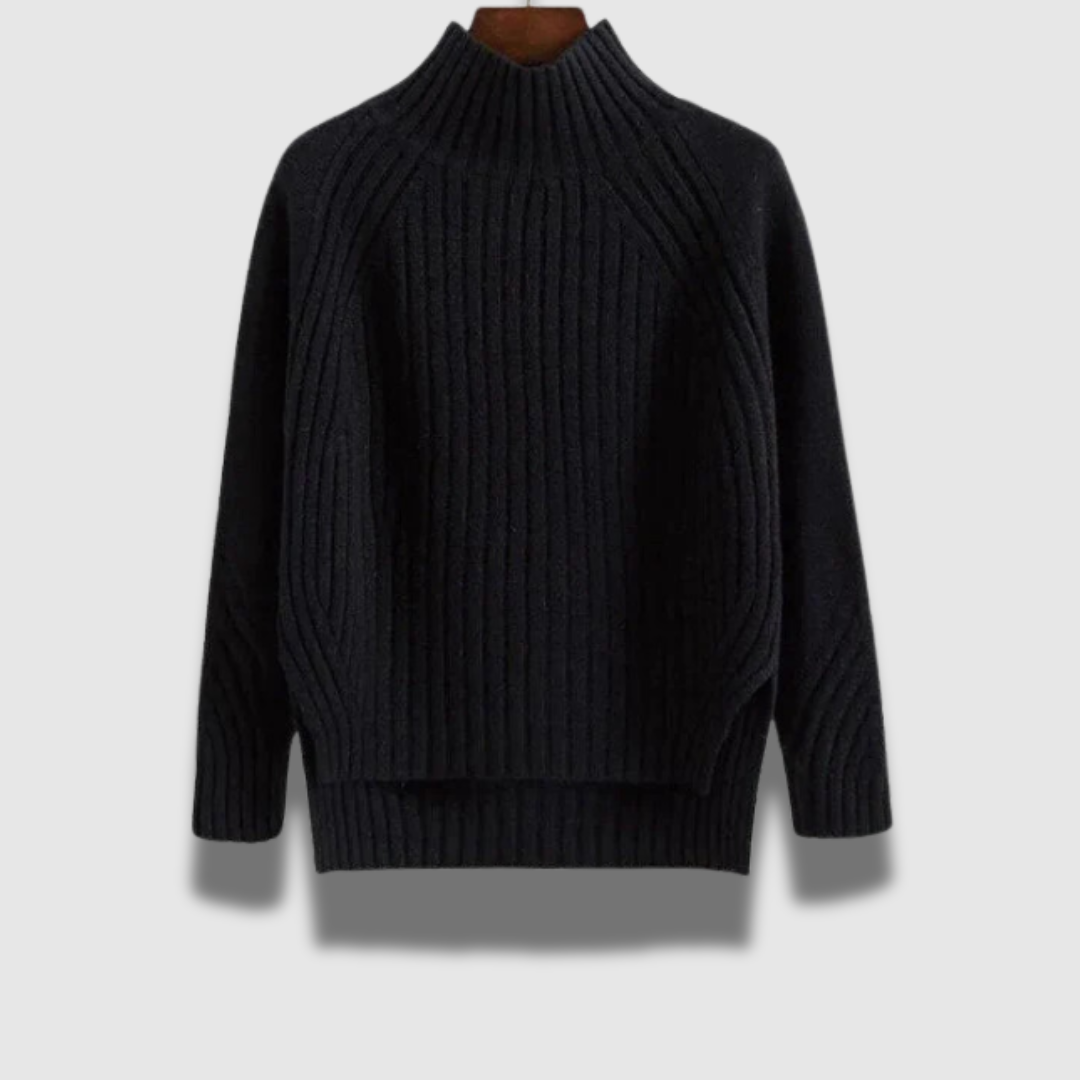 Maglione dolcevita a coste per donna, un capo essenziale e morbido per un guardaroba invernale trendy.