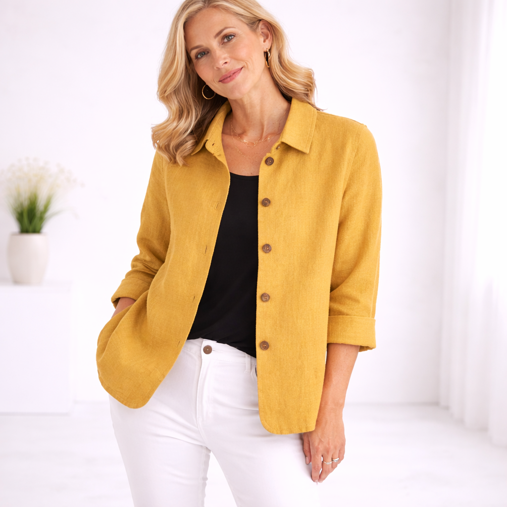 Top donna versatile con bottoni e maniche lunghe. Perfetto per outfit casual o eleganti, comodo e chic.