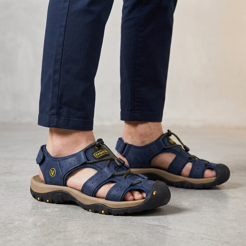 Sandali Atlas anatomici da uomo, ideali per avventure outdoor, trekking e camminate estive con massimo comfort.