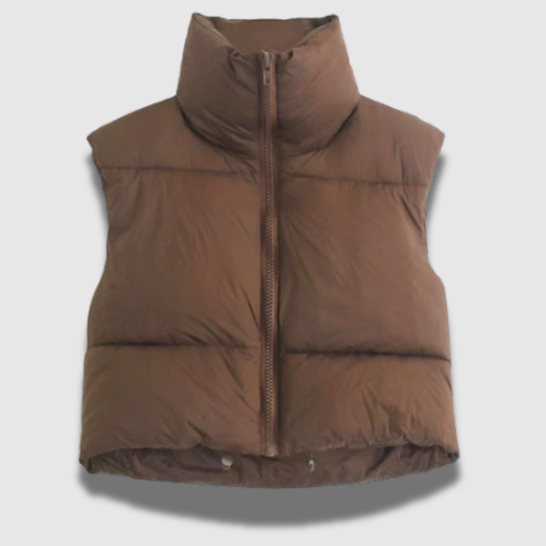 Capospalla da donna, gilet imbottito per abbigliamento invernale. Offre calore e comfort leggero.