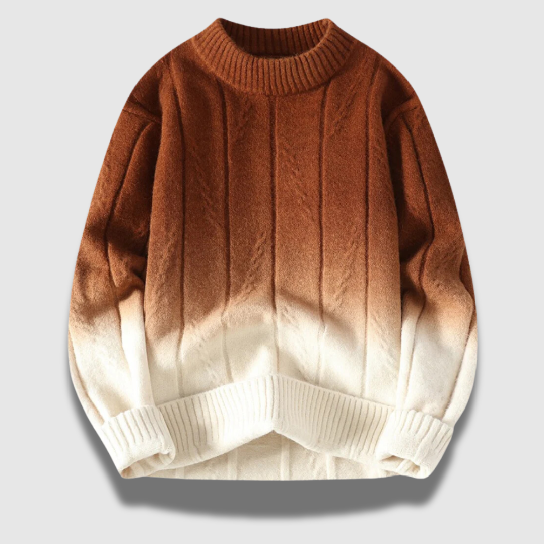 Maglione invernale uomo, effetto sfumato e design moderno, assicura calore e un look versatile.
