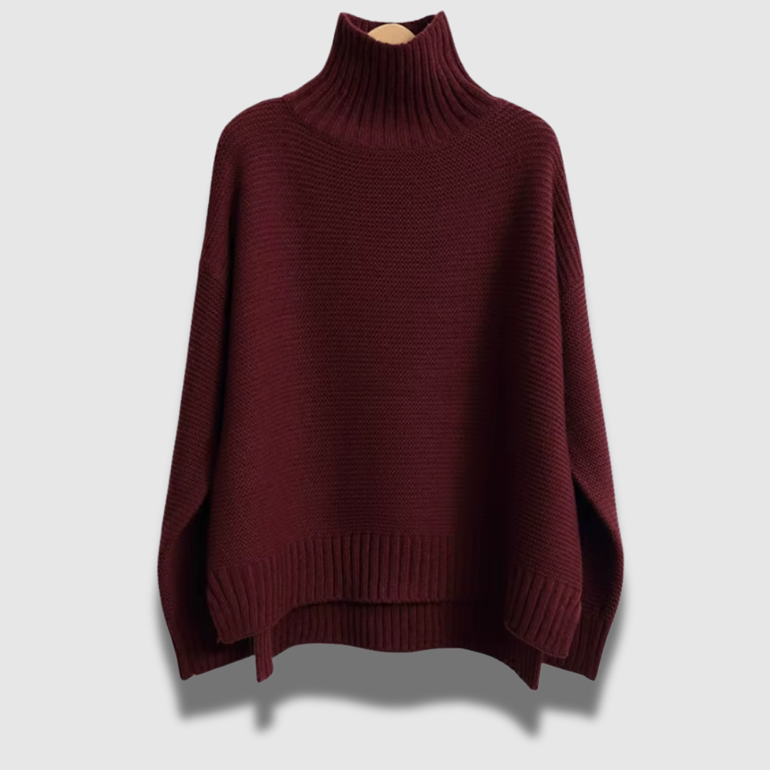 Maglione donna oversize a collo alto per un look casual-elegante. Tessuto morbido, vestibilità ampia per autunno/inverno.
