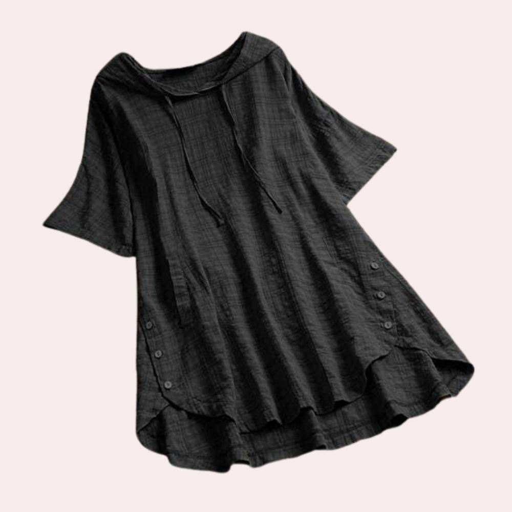 Tunica donna estiva larga a maniche corte, stile casual e fluida per massimo comfort.