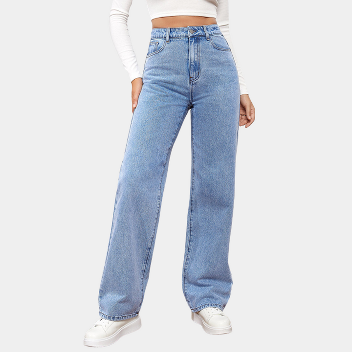 Pantaloni jeans donna elasticizzati a vita alta, casual e versatili per ogni occasione con comfort.