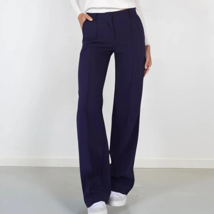 Moda donna: pantaloni a vita alta e gamba larga, stile elegante e comodo. Perfetti per ogni occasione.