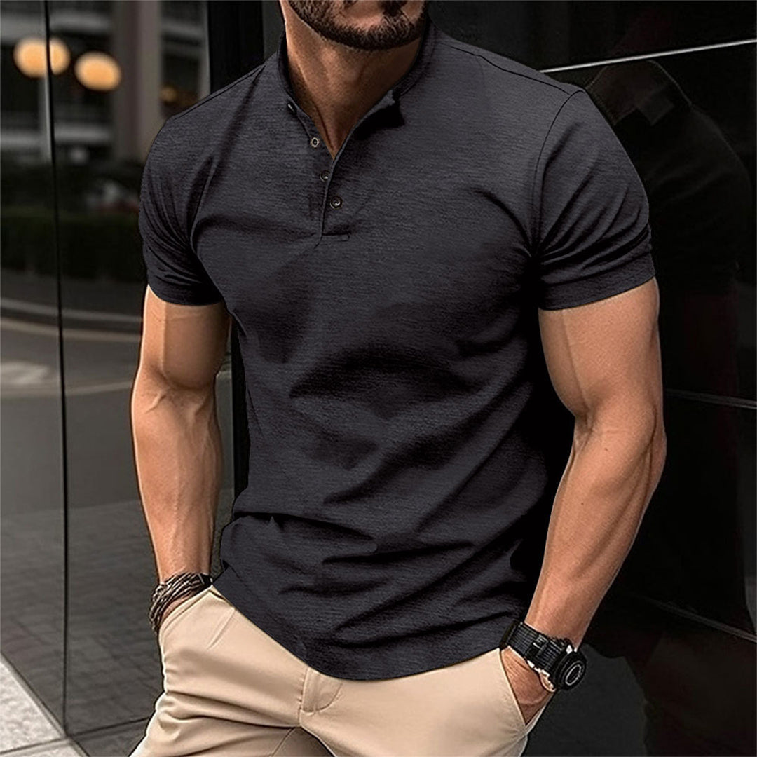 Polo da uomo primavera estate, maniche corte, tessuto fresco e leggero per comfort e stile quotidiano.