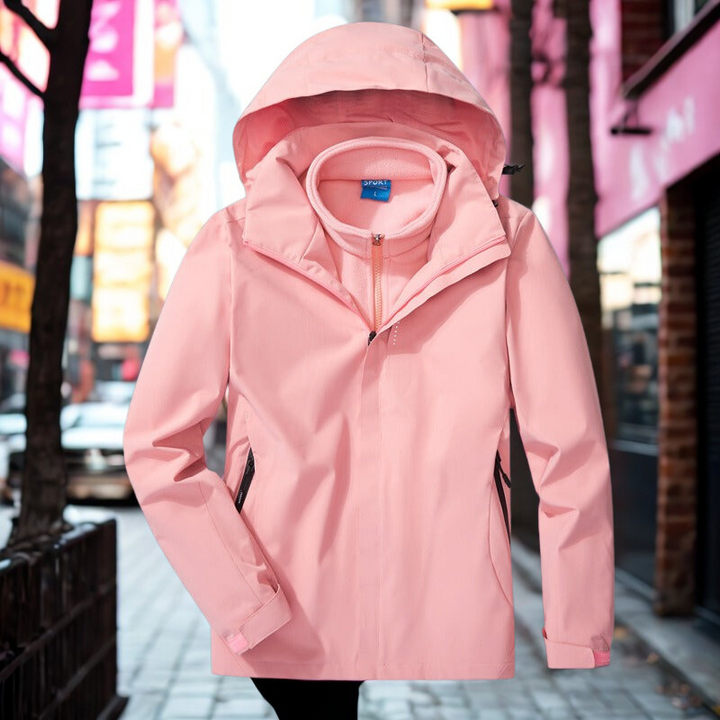 Giacca donna 3-in-1 versatile, impermeabile e antivento, ideale per ogni stagione, montagna o città.