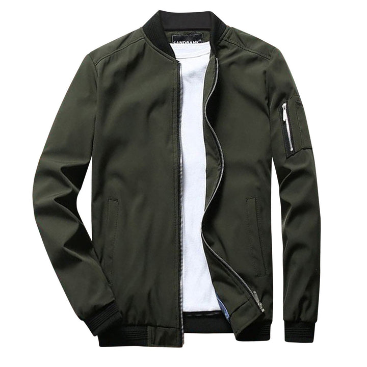 Bomber uomo leggero con zip, stile casual versatile. Giacca maschile ideale per primavera/autunno.
