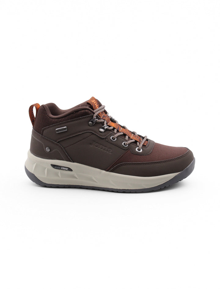 Eleganti sneakers alte da uomo marroni, impermeabili, con lacci. Calzature comode e di moda per ogni occasione.