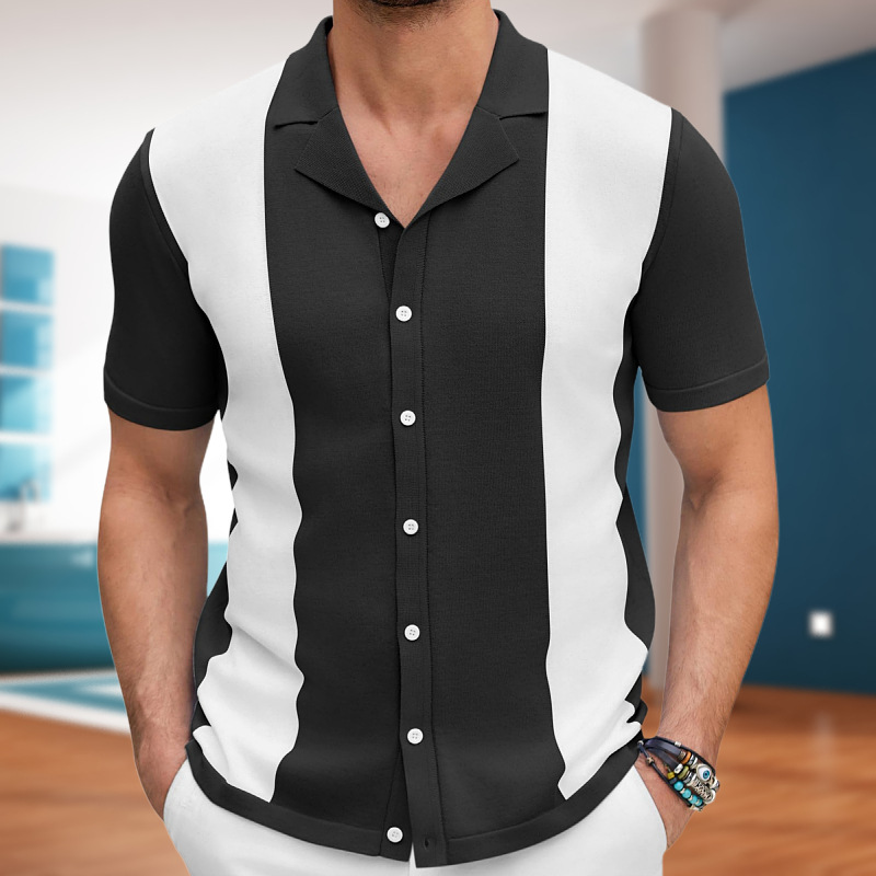 Camicia uomo bicolore slim fit, stile moderno per look eleganti o casual. Moda maschile primavera/estate.