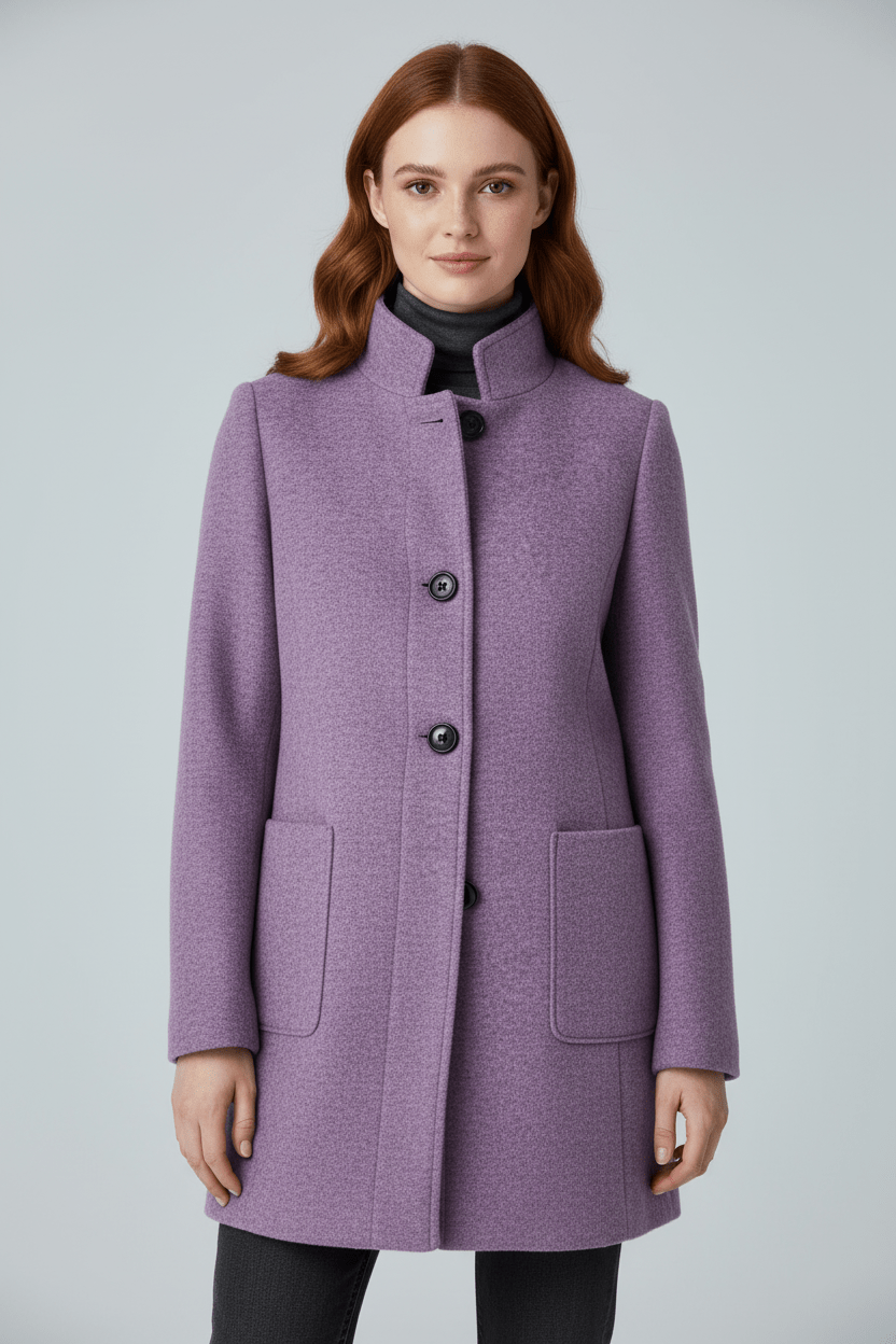 Caldo cappotto lungo donna in misto lana, per un comfort elegante nelle giornate fredde.