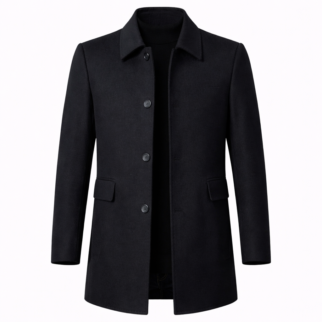 Cappotto sartoriale grigio da uomo, stile casual chic. Ideale per l'autunno e l'inverno, moda uomo.