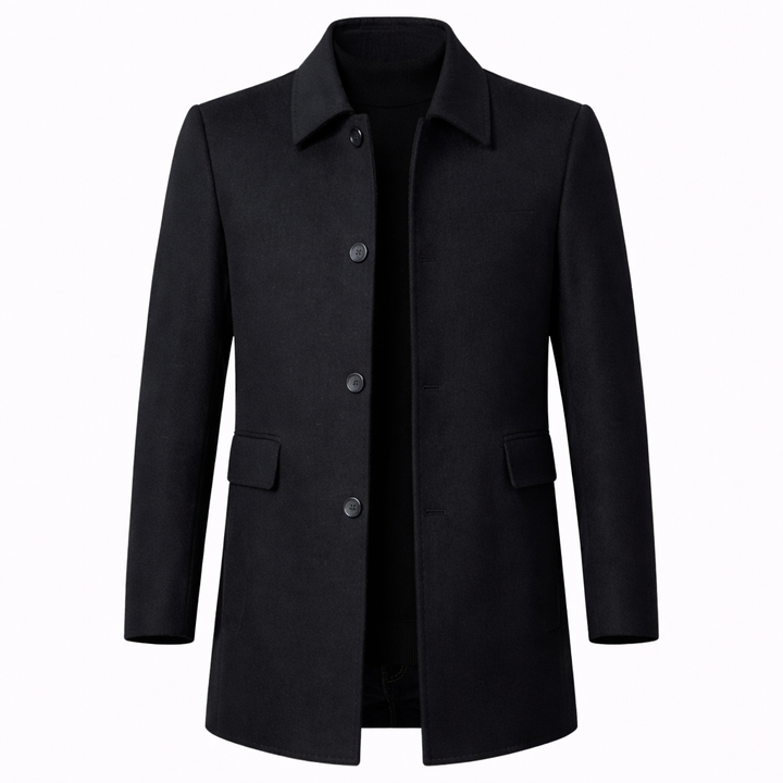 Cappotto sartoriale grigio da uomo, stile casual chic. Ideale per l'autunno e l'inverno, moda uomo.