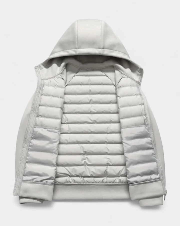 Piumino uomo autunno inverno: giacca sportiva leggera con cappuccio, perfetta per abbigliamento maschile casual.