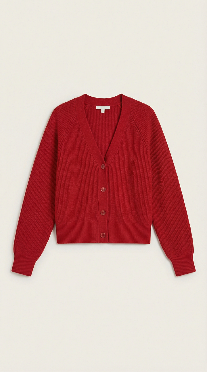 Cardigan donna autunno inverno, scollo a V e bottoni. Abbigliamento moda versatile, look elegante.