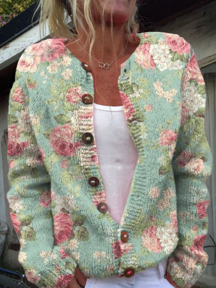 Cardigan donna floreale per comfort quotidiano, ideale per un look femminile elegante e versatile.