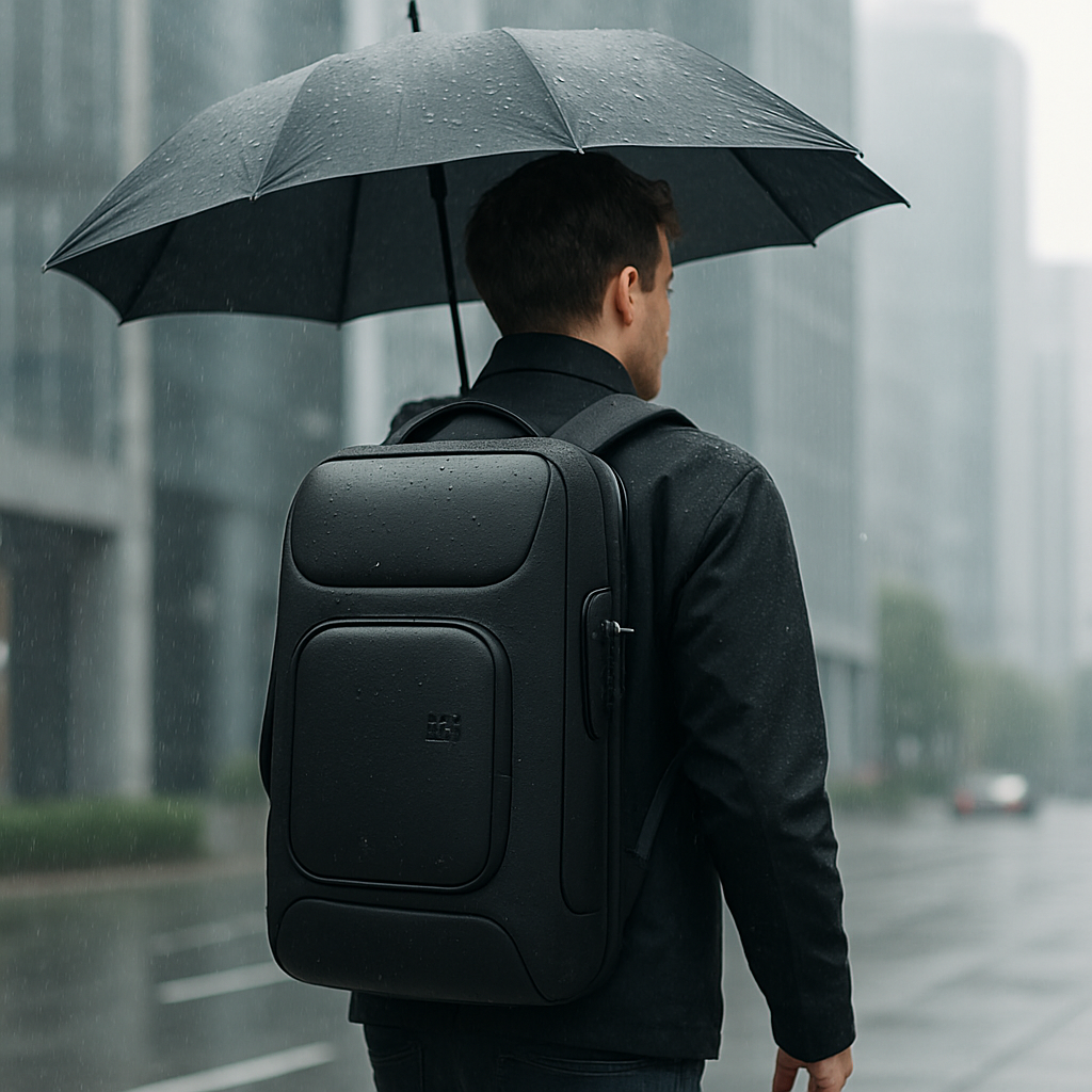 Zaino ergonomico uomo porta laptop nero, con USB, ideale per lunghe giornate di lavoro o studio.