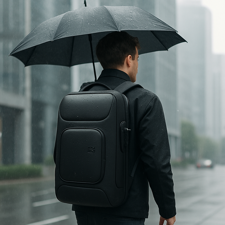 Zaino ergonomico uomo porta laptop nero, con USB, ideale per lunghe giornate di lavoro o studio.