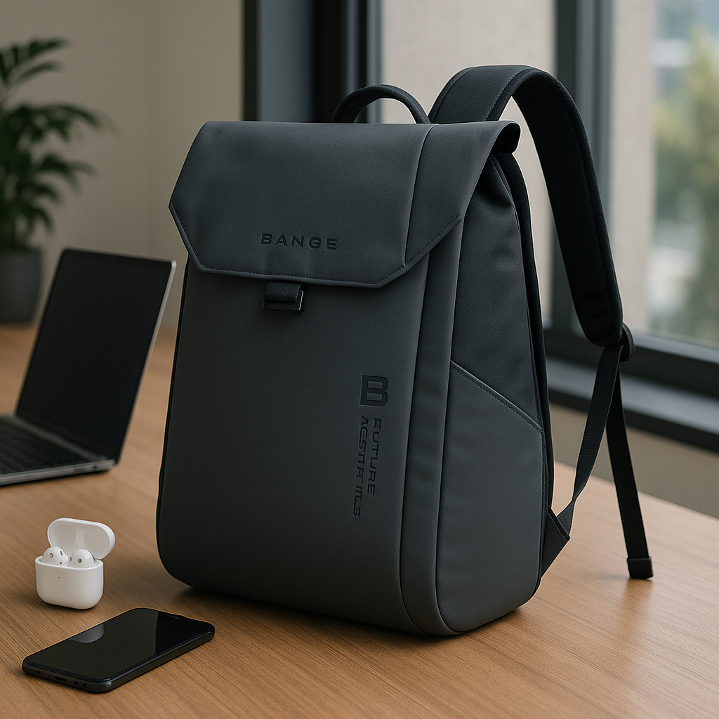 Zaino uomo elegante "Scudo" nero, borsa protettiva e rigida per laptop, perfetto per ufficio.