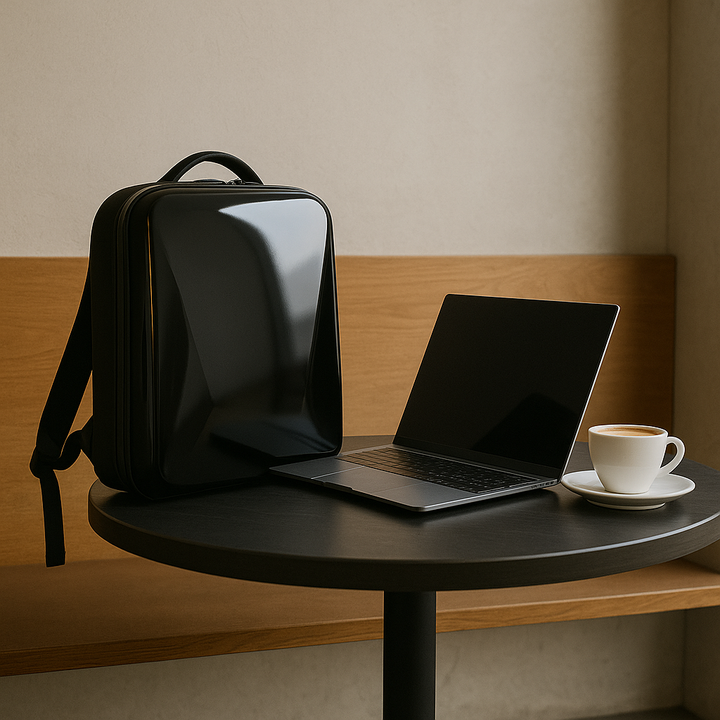 Zaino quotidiano unisex nero con scomparto imbottito per laptop, comodo e sicuro per l'ufficio o università.