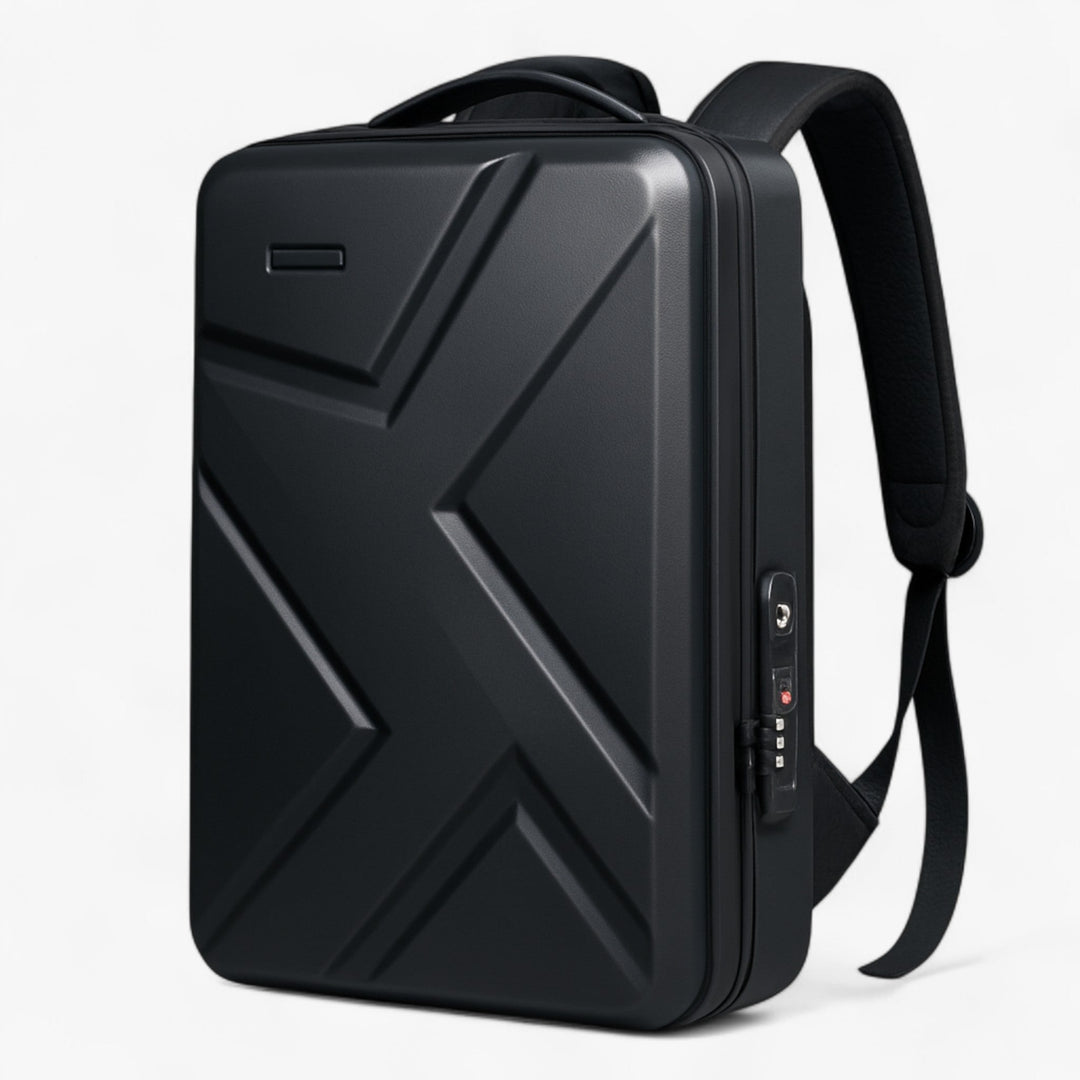 Zaino uomo rigido espandibile nero per laptop 15.6". Ideale per viaggi, scuola e ufficio, resistente.