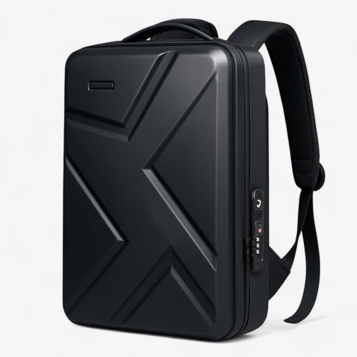Zaino uomo rigido espandibile nero per laptop 15.6". Ideale per viaggi, scuola e ufficio, resistente.