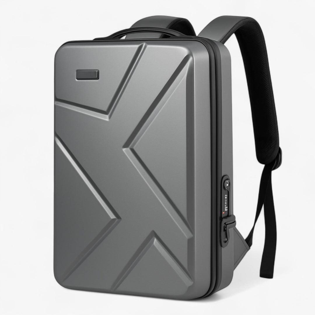 Zaino porta laptop da uomo, grigio, con guscio rigido, espandibile, perfetto per viaggi d'affari e scuola.