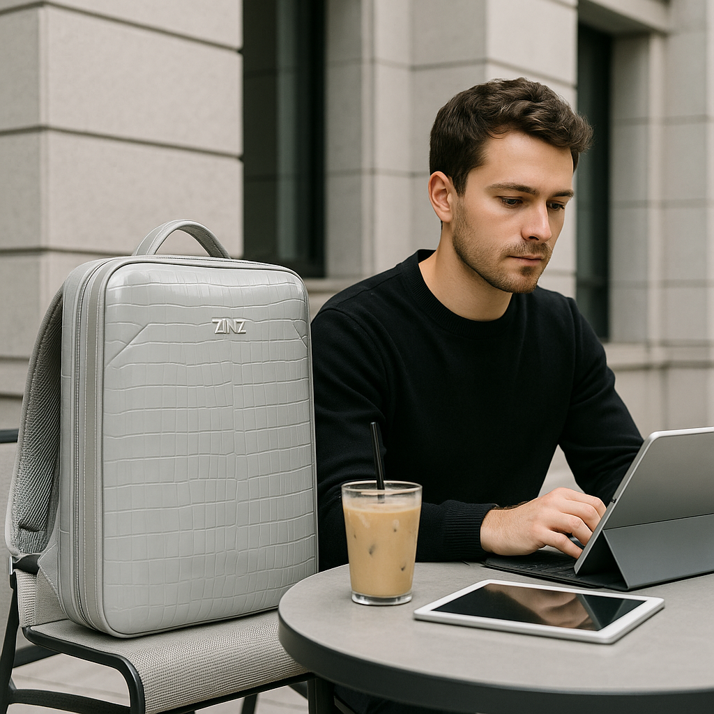 Moderno zaino unisex espandibile con porta USB integrata, scomparto laptop, per ufficio, scuola o avventura.