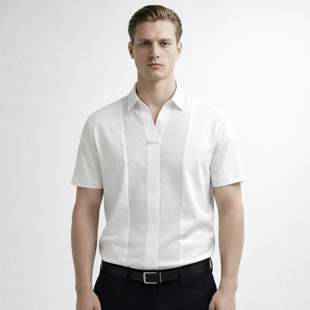 Camicia uomo casual a maniche corte, stile quotidiano e comfort, perfetta per abbigliamento maschile.